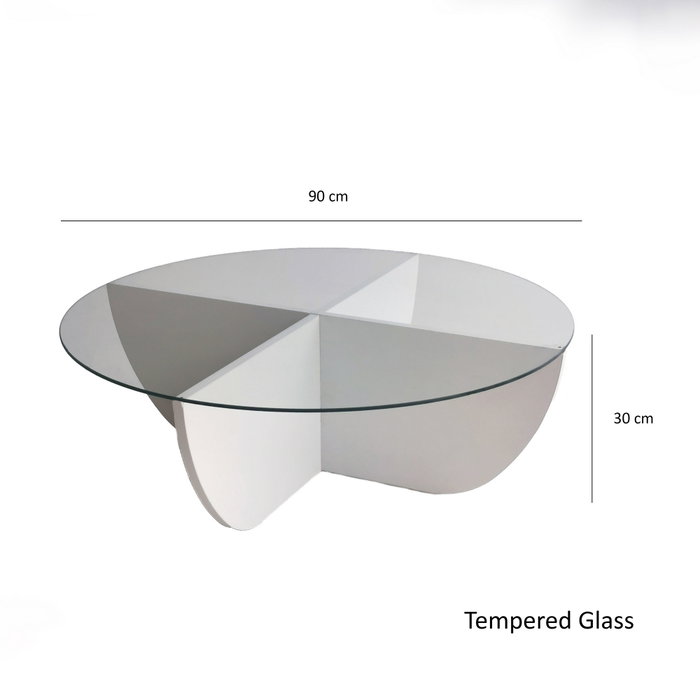 Hanah Home Lily - Mesa de centro blanca con cristal templado
